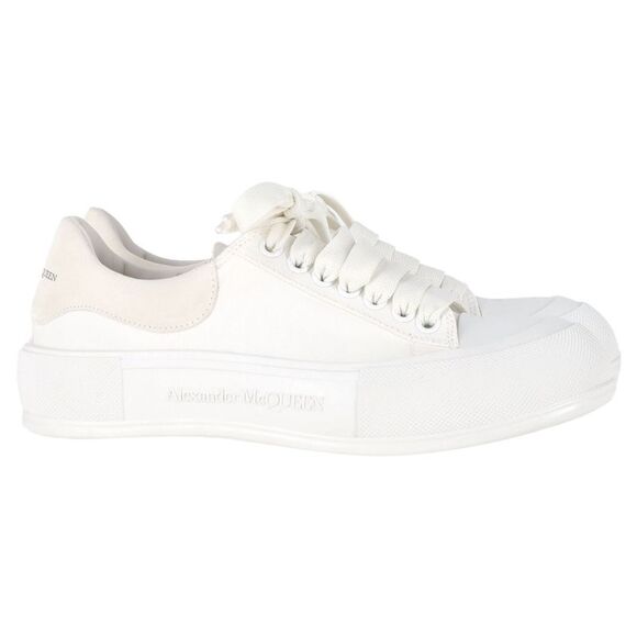 Alexander Mcqueen Deck Skate Plimsoll Sneakers in White Canvas
